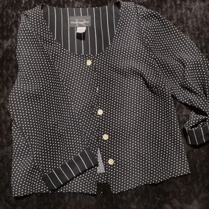 Requirements Black and White Polka Dot Blouse